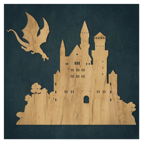 Dřevěná dekorace na Halloween - Zámek a drak DUBLEZ