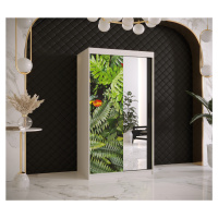 Šatní skříň Abi Paproc 2 Barva korpusu: Bílá, Rozměry: 100 cm, Dveře: Paproc - kapradina + zrcad