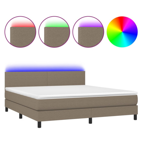 vidaXL Box spring postel s matrací a LED taupe 160x200 cm textil