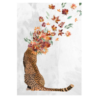 Ilustrace Cheetah Autumn Leaves Head, Sarah Manovski, (26.7 x 40 cm)