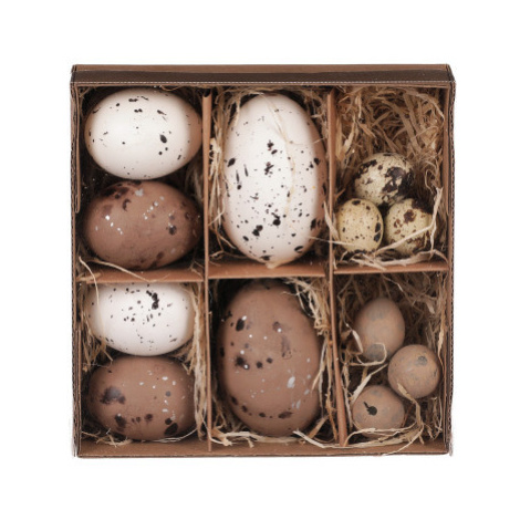 Velikonoční dekorace Vyfouklá vajíčka, 12 ks, bílá/hnědá Asko