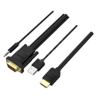 Vention HDMI to VGA Cable with Audio Output & USB Power Supply 3m Black