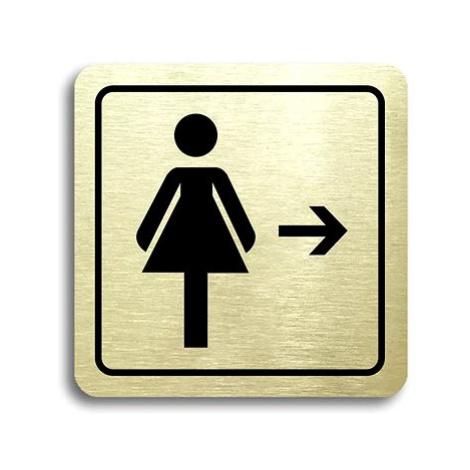 Accept Piktogram "WC ženy vpravo" (80 × 80 mm) (zlatá tabulka - černý tisk)