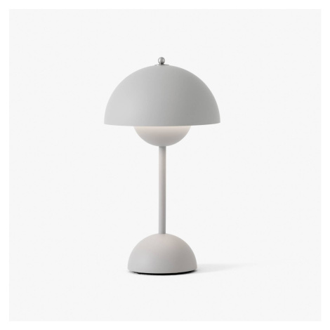 &Tradition &Tradiční LED dobíjecí stolní lampa Flowerpot VP9 světle šedá matná