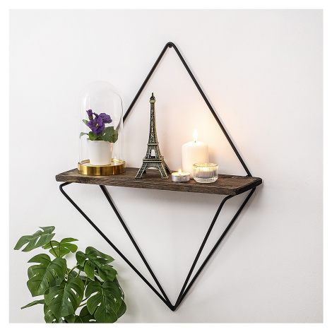 Kalune Design Nástěnná police PAEONIA tmavý ořech