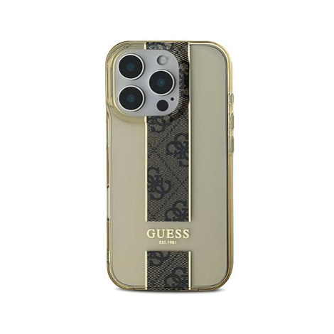 Guess IML Middle 4G Stripe Zadní Kryt pro iPhone 16 Pro Brown