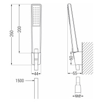 MEXEN/S Saber R72 vanová baterie se sprchou set, černá 7213R72-70