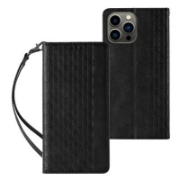 Magnet Strap knížkové kožené pouzdro na iPhone 13 Pro, černé