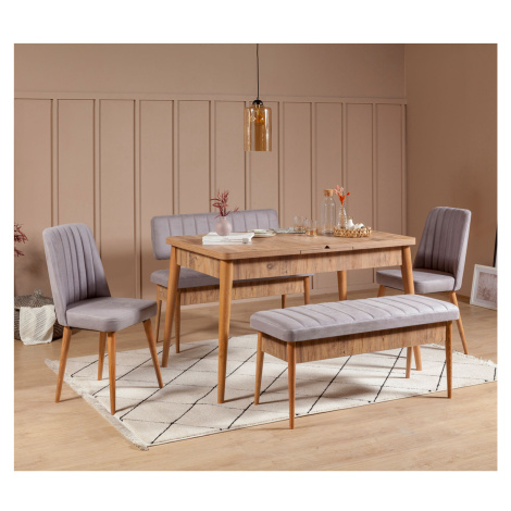 Jídelní set stůl, židle VINA borovice atlantic, šedá Asir