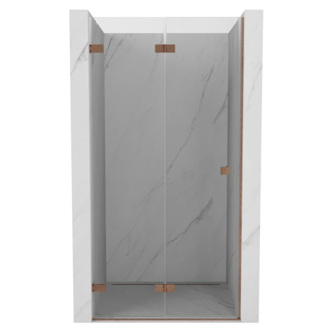 MEXEN/S Lunar-F skládací sprchové dveře levé 95, transparent, měď kartáčovaná 836-095-000-65-00-