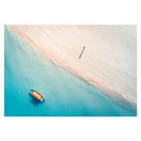 Fotografie Aerial view of the fishing boat, den-belitsky, 40x26.7 cm