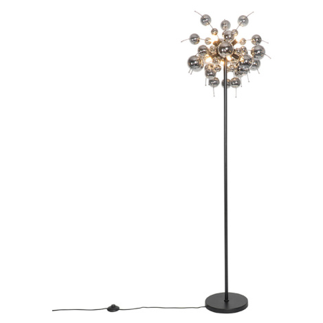 Designová stojací lampa černá s kouřovým sklem 8 světel - Explode QAZQA