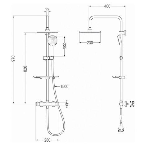 MEXEN/S KT33 sprchový sloup s termostatickou baterií černá 771503393-70