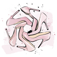 Ilustrace Pink heels, Martina Pavlova, (40 x 40 cm)
