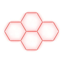 Escape6 Kompletní LED hexagonové svítidlo červené, rozměr 4 elementy 241 × 168 cm