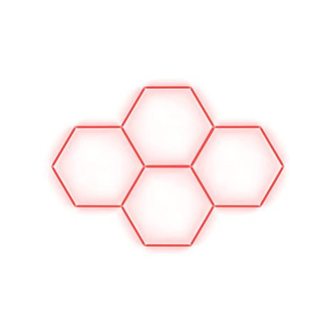 Escape6 Kompletní LED hexagonové svítidlo červené, rozměr 4 elementy 241 × 168 cm
