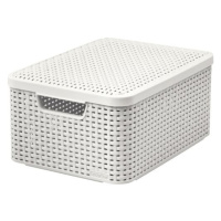 Curver Úložný box Rattan Style2 M 40 x 29 x 19 cm, s víkem, krémová