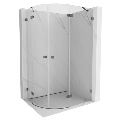 MEXEN/S Lunar sprchový kout čtvrtkruh křídlový pravá 90 x 80, transparent, grafit kartáčovaná 83