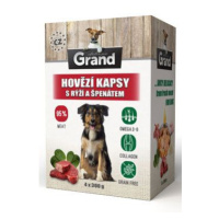 Grand kapsa Deluxe pes hovězí s rýží a špenátem 4x300g