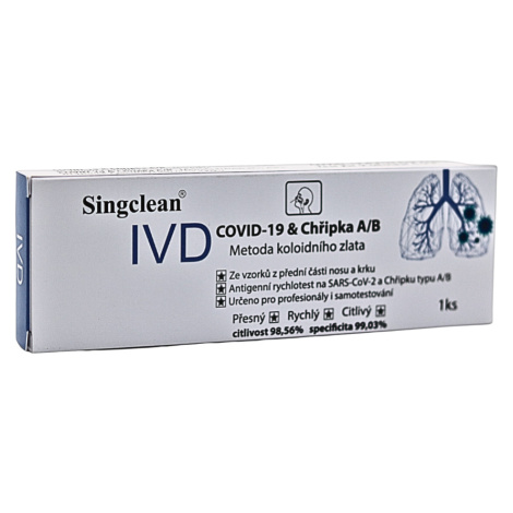 Antigenní test Singclean Covid-19 & Chřipka A/B, 1 ks