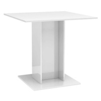 Jídelní stůl bílý s vysokým leskem 80 × 80 × 75 cm dřevotříska