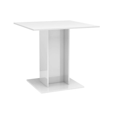Jídelní stůl bílý s vysokým leskem 80 × 80 × 75 cm dřevotříska SHUMEE