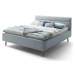 Šedomodrá čalouněná dvoulůžková postel s úložným prostorem a s roštem 160x200 cm Lotte - Meise M