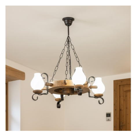 Brilagi - Lustr na řetězu TIMONA 4xE14/40W/230V pr. 50 cm buk EX-01004