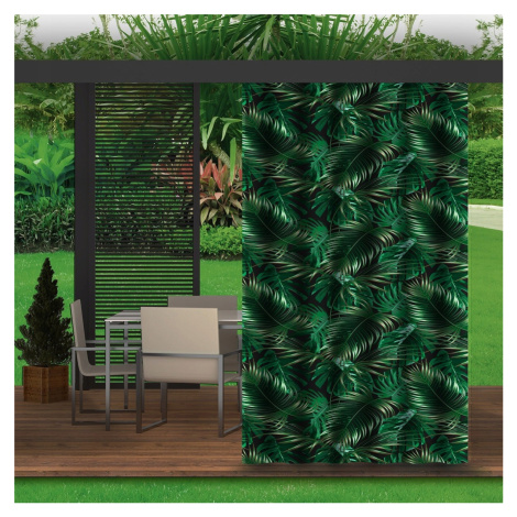 Zelený závěs do zahradního altánku s motivem listů 155x220 cm