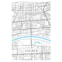 Mapa Zagreb white, (26.7 x 40 cm)