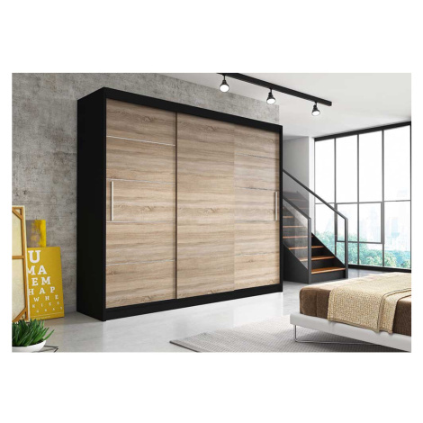 IDZ Šatní skříň Alba bez zrcadla (250 cm) Barva dřeva: Černá + Sonoma