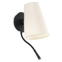FARO LUPE černá/béžová nástěnná lampa se čtecí lampičkou