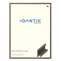 DANTIK rámeček 30 × 40, ALU profil 6035 Hnědý tmavý plexi čiré