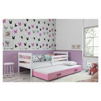 BMS Dětská postel s přistýlkou ERYK 2 | bílá Barva: bílá / růžová, Rozměr: 200 x 90 cm