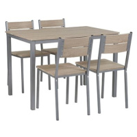 Jídelní souprava stůl a 4 židle světlé dřevo s bílou BLUMBERG, 251906