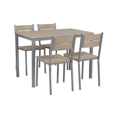 Jídelní souprava stůl a 4 židle světlé dřevo s bílou BLUMBERG, 251906 BELIANI