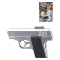 Pistole na kuličky stříbrná 13cm policejní kuličkovka set s náboji plast