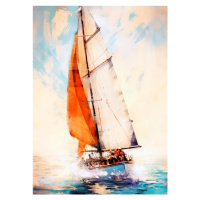 Ilustrace Yacht racing sport, Justyna Jaszke, 30 × 40 cm