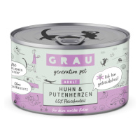 GRAU Adult bez obilovin 24 x 200 g - kuřecí s krůtími srdíčky