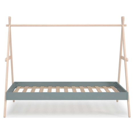 Zelená/přírodní domečková dětská postel z borovicového dřeva 90x200 cm Trufa – Marckeric