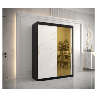 Šatní skříň Abi Golden T2 Barva korpusu: Černá, Rozměry: 150 cm, Dveře: Bílý Marmur + zlaté zrca