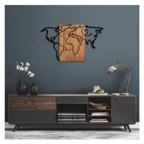 Nástěnná dekorace 118x70 cm mapa dřevo/kov Donoci