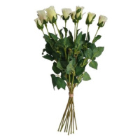 Umělá květina poupě Růže bílá, 64 cm, 9 ks
