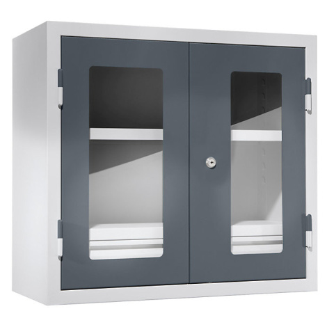eurokraft basic Dílenská závěsná skříň, v x š x h 600 x 650 x 320 mm, dveře s pohledovým okénkem