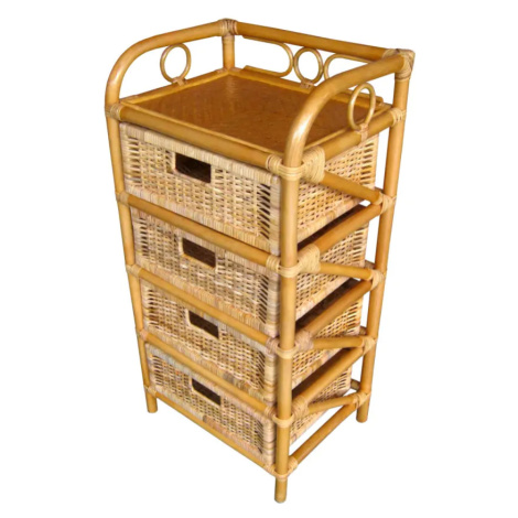 Axin Trading Ratanová komoda 4 zásuvky - medová