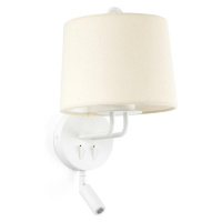 FARO MONTREAL nástěnná lampa, bílá/béžová, se čtecí lampičkou