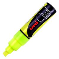 Křídový popisovač UNI se seříznutým hrotem 8 mm - fluo-žlutý