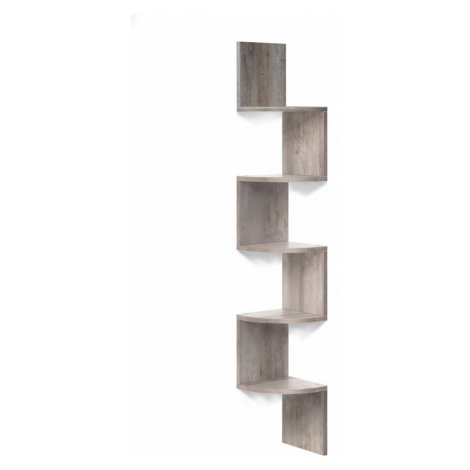 Relaxdays POLICE světle šedá rohová nástěnná 5-patrová MDF 125 cm