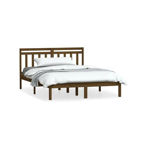 Rám postele medově hnědý masivní borovice 140 × 200 cm, 3100592 SHUMEE