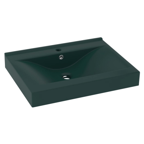 vidaXL Luxusní umyvadlo otvor na baterii tmavě zelené 60x46cm keramika